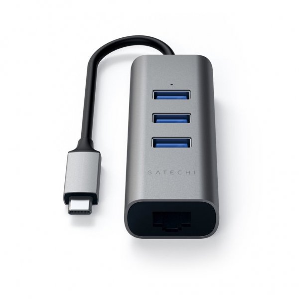 Satechi Type-C 2-i-1 USB Hub Ethernet Space Gray