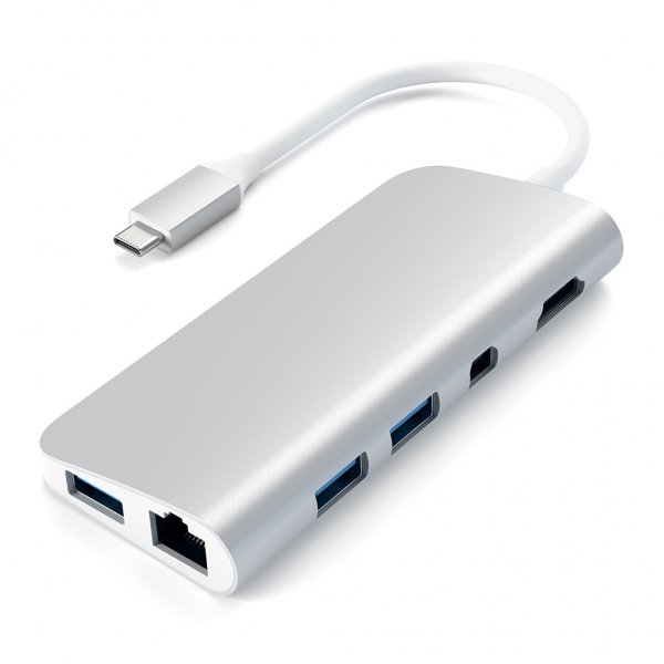Satechi USB-C Multimedia Adapter 4K HDMI/Mini DisplayPort Gigabit Ethernet Sølv