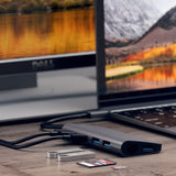 Satechi USB-C Multimedia Adapter 4K HDMI/Mini DisplayPort Gigabit Ethernet Grå