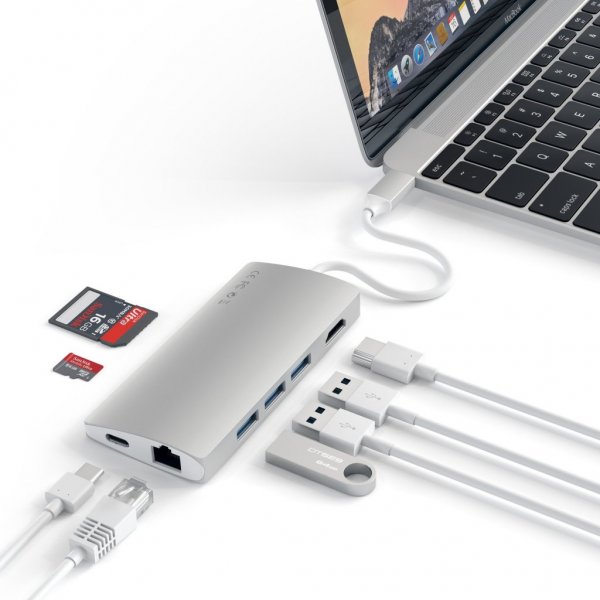 Satechi USB-C Multi-Port Adapter 4K Gigabit Ethernet V2 Sølv
