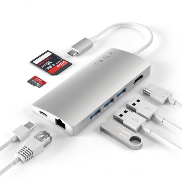 Satechi USB-C Multi-Port Adapter 4K Gigabit Ethernet V2 Sølv