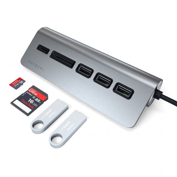 Satechi USB-C Combo Hub til stationær computer sølv
