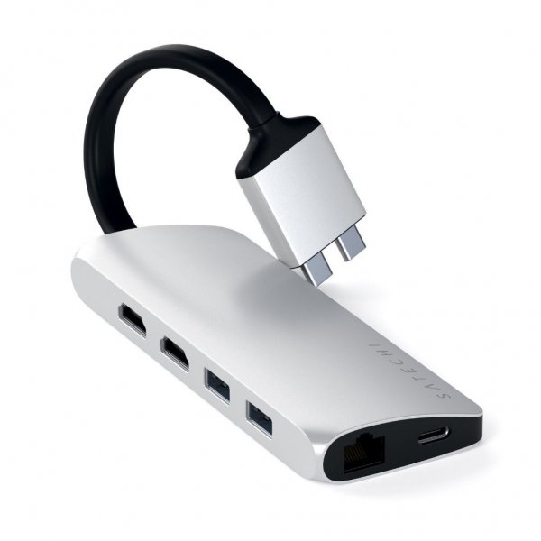 Satechi USB-C Multimedia Adapter Dual 4K HDMI Gigabit Ethernet Sølv