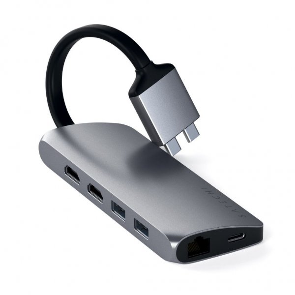 Satechi USB-C Multimedia Adapter Dual 4K HDMI Gigabit Ethernet Sølv