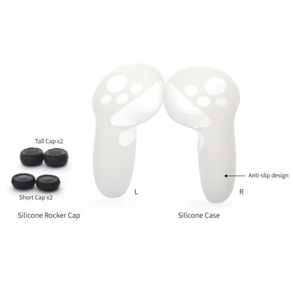 Dobbelt Meta Quest 3 VR Controller Silikonskal og Tommelfingergreb