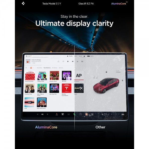Spigen Skærmbeskyttelse GLAS.tR EZ Fit Tesla Model Y (2025/2026)/Model 3 (2024/2025/2026)