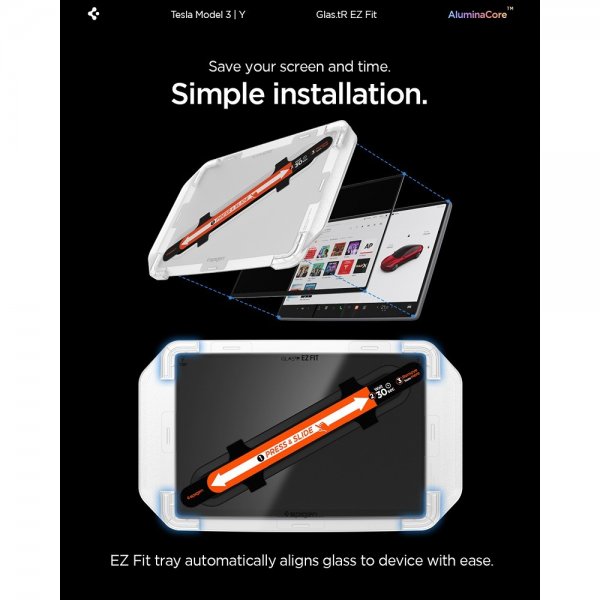 Spigen Skærmbeskyttelse GLAS.tR EZ Fit Tesla Model Y (2025/2026)/Model 3 (2024/2025/2026)