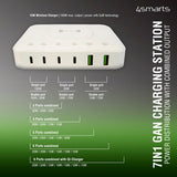 4smarts Skrivebordsoplader 7i1 GaN 100W med Trådløs Opladning Hvid