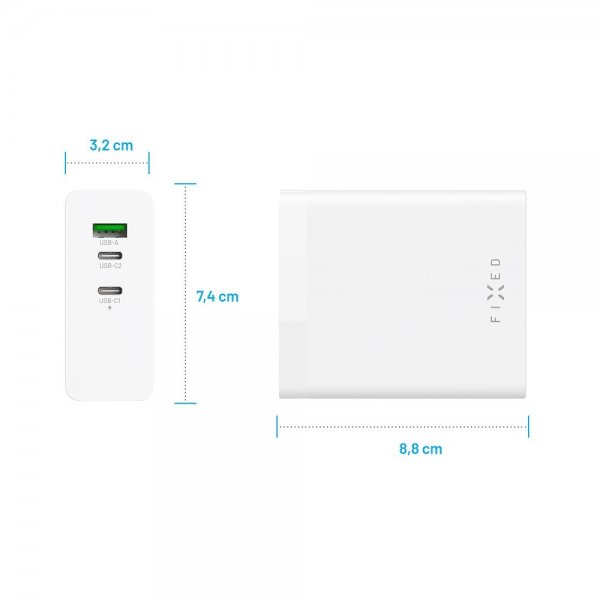 Fast Skrivebordsoplader GaN140 Charging Dock 2xUSB-C & 1xUSB-A