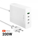 Fast Skrivebordslader GaN200 Charging Dock 3xUSB-C & 1xUSB-A