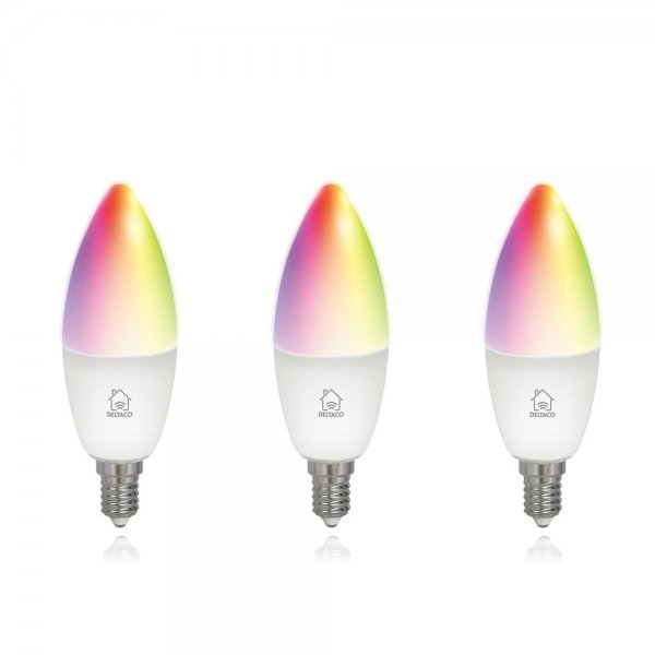 Deltaco Smart Home Smart Glødepære E14 RGB 5W 3-pak