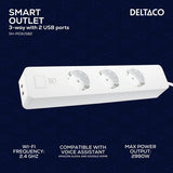 Deltaco Smart Home Smart stikdåse WiFi 3xCEE 7/3 & 2xUSB-A 1.5m