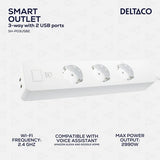Deltaco Smart Home Smart stikdåse WiFi 3xCEE 7/3 & 2xUSB-A 1.5m