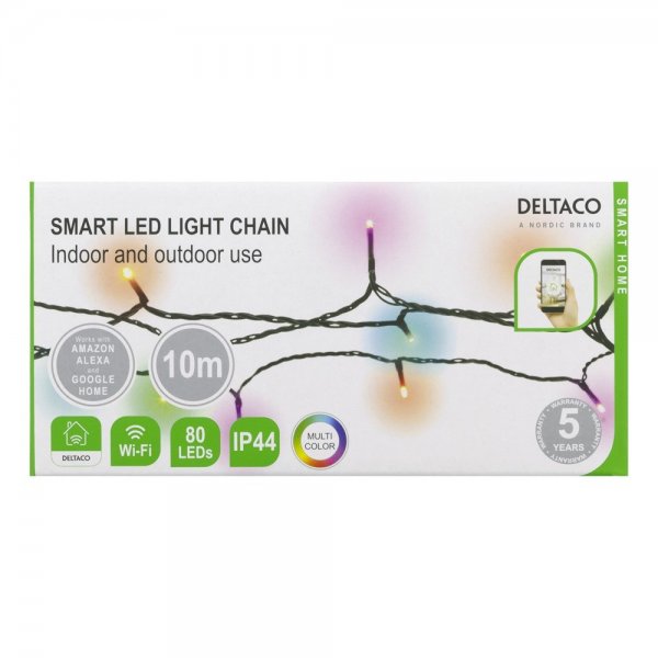 Deltaco Smart Home LED-lyskæde 10m IP44 RGB
