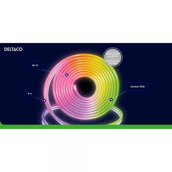Deltaco Smart Home Smart Neon- og RGB-lyskæde 5m