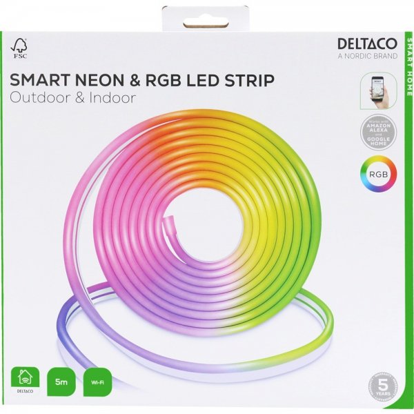 Deltaco Smart Home Smart Neon- og RGB-lyskæde 5m