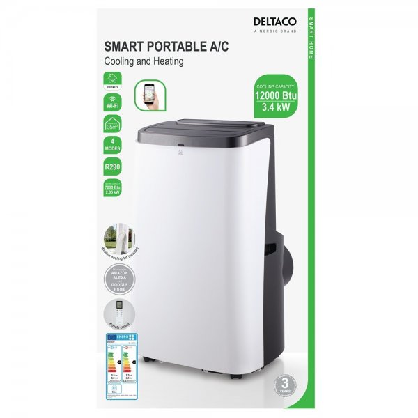 Deltaco Smart Home Smart Transportabel AC med Køl og Varme