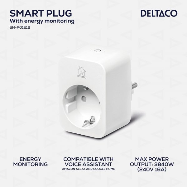 Deltaco Smart Home Smart stikkontakt med energiovervågning