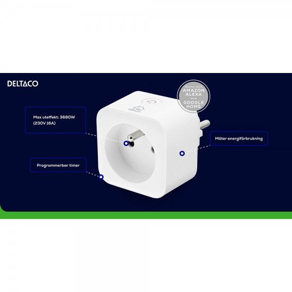Deltaco Smart Home Smart afbryder med energiovervågning