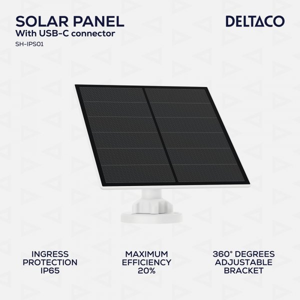 Deltaco Smart Home solpanel med USB-C-stik 5W 3m