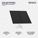 Deltaco Smart Home solpanel med USB-C-stik 5W 3m