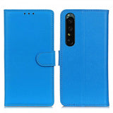 Sony Xperia 1 V Cover Litchi Blå