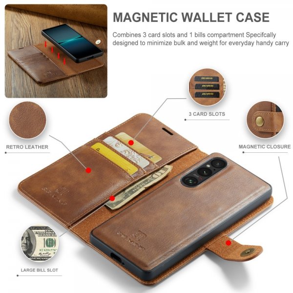 Dg.Ming Sony Xperia 1 VI Etui med aftageligt cover Brun