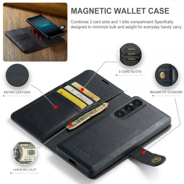 Dg.Ming Sony Xperia 1 VI Etui med Aftagelig Skal Sort