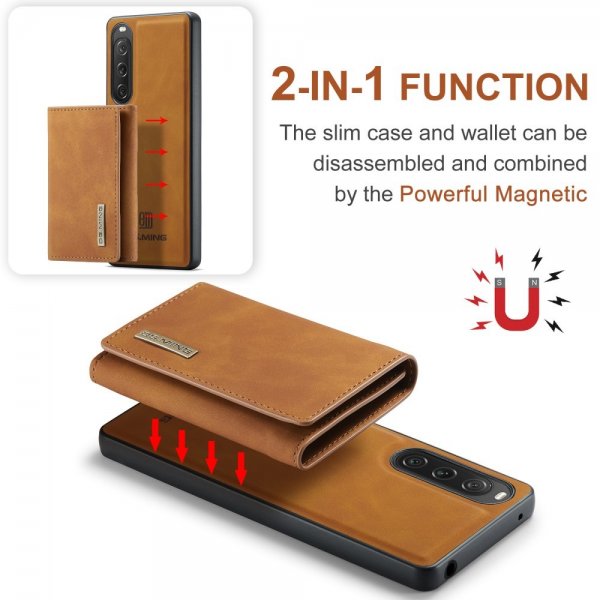 Dg.Ming Sony Xperia 10 V Cover M1 Series Aftagelig Kortholder Brun