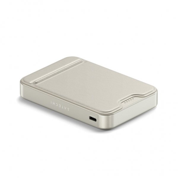 Satechi OntheGo Qi2 10K MagSafe-powerbank med Stander Sand