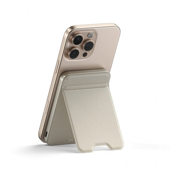 Satechi OntheGo Qi2 5K MagSafe-powerbank med stativ sand