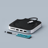 Satechi Mac Mini M4 Stand & Hub med SSD-kabinet Sølv