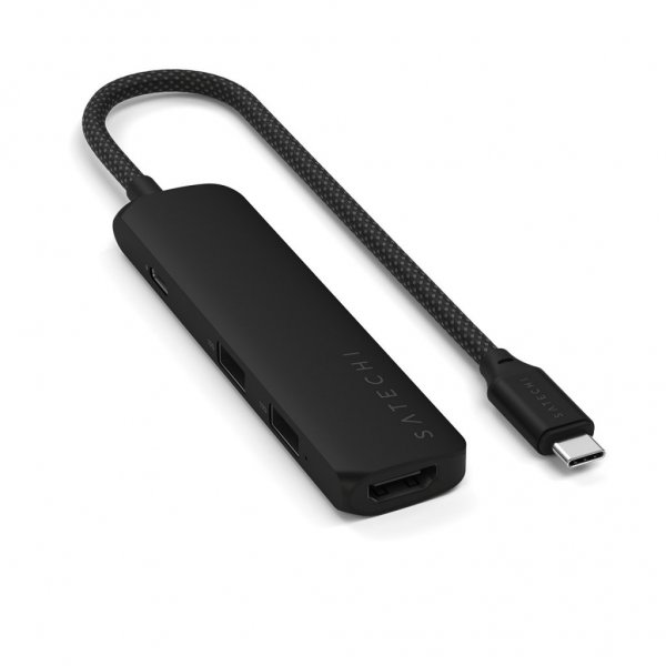 Satechi 4-i-1 USB-C Slim Multiport Adapter 4K Sort