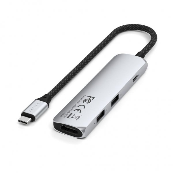 Satechi 4-i-1 USB-C Slim Multiport Adapter 4K Sølv