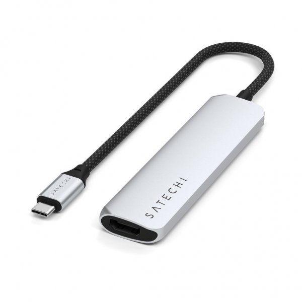 Satechi 4-i-1 USB-C Slim Multiport Adapter 4K Sølv