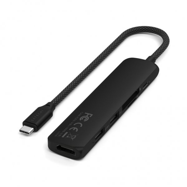 Satechi 6-i-1 USB-C Slim Multiport Adapter Sort