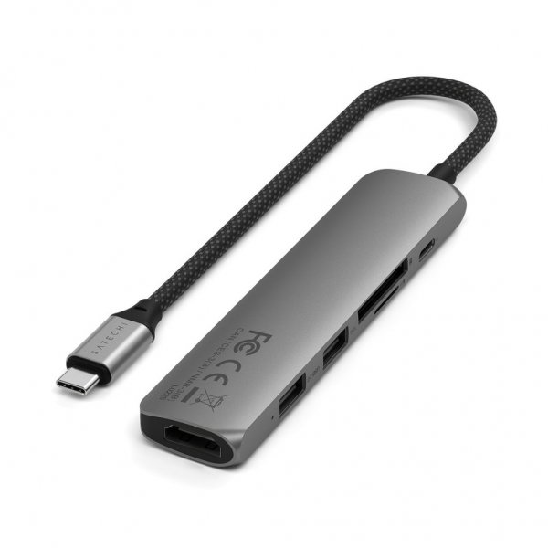 Satechi 6-i-1 USB-C Slim Multiport Adapter Space Gray