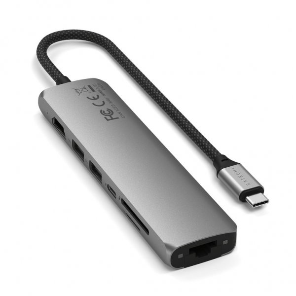 Satechi 7-i-1 USB-C Slim Multiport Adapter med Ethernet Space Gray