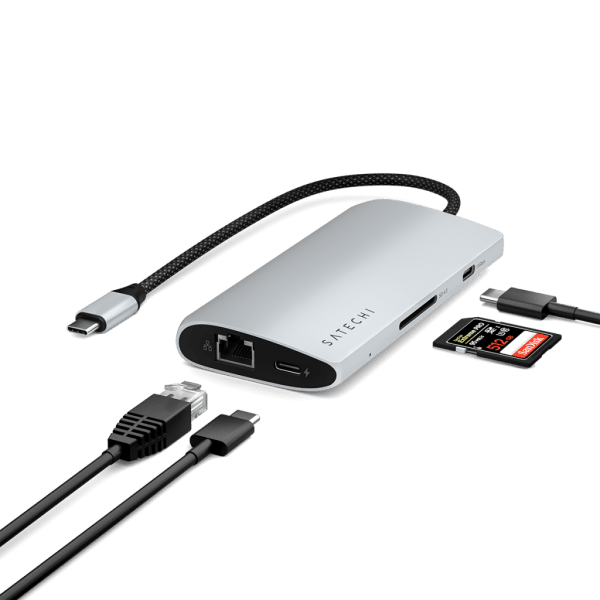 Satechi USB-C Multiport Adapter 8K med Ethernet V3 Sølv