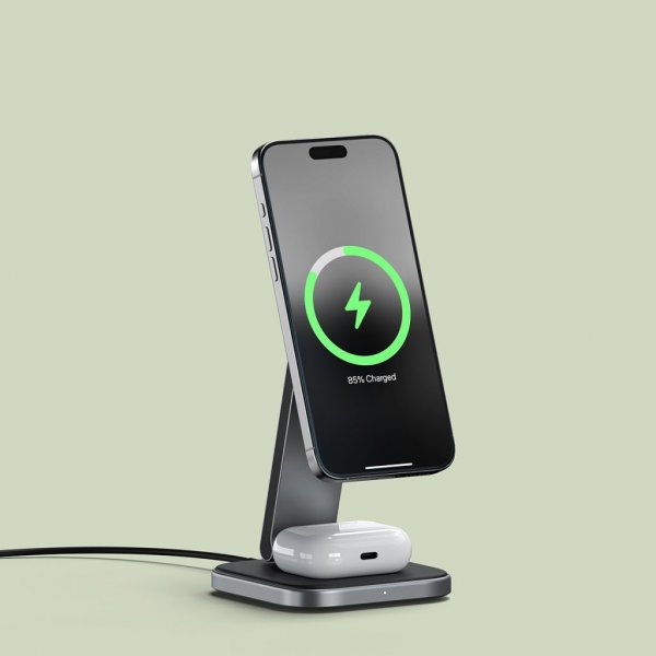 Satechi Trådløs Oplader 2-i-1 Foldbar Qi2 Wireless Charging Stand MagSafe