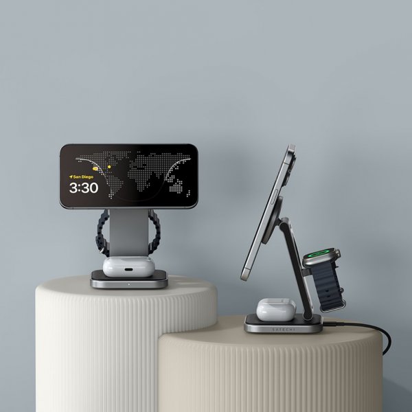 Satechi Trådløs Oplader 3-i-1 Foldbar Qi2 Trådløs Opladningsstander MagSafe