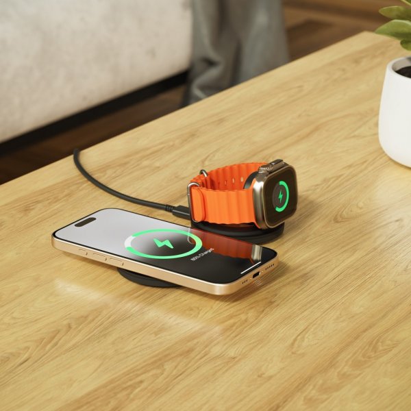 Satechi OntheGo 2-i-1 trådløs oplader Sort