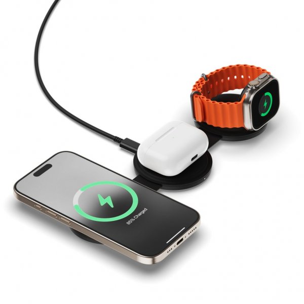 Satechi OntheGo 3-i-1 trådløs oplader Sort