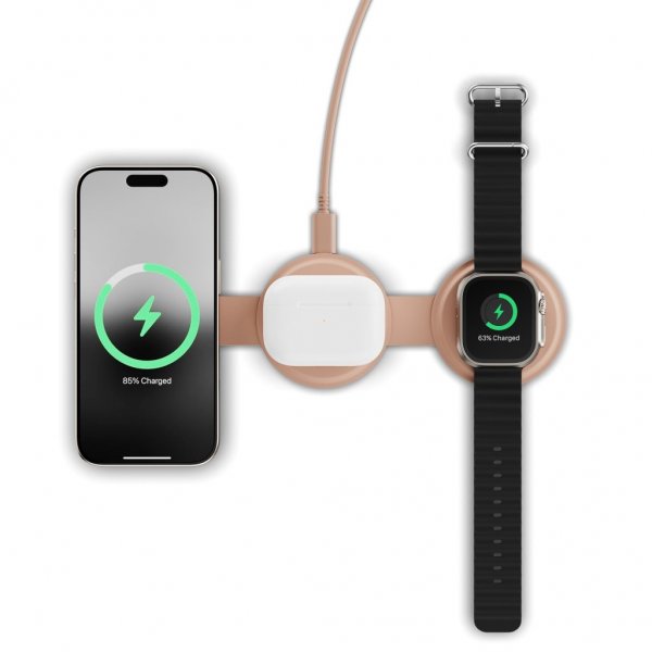 Satechi OntheGo 3-i-1 trådløs oplader Desert Rose