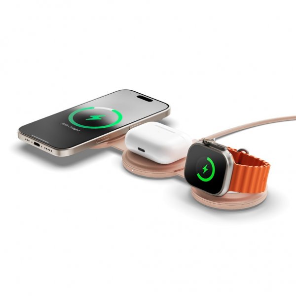 Satechi OntheGo 3-i-1 trådløs oplader Desert Rose