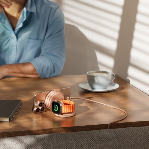 Satechi OntheGo 3-i-1 trådløs oplader Desert Rose