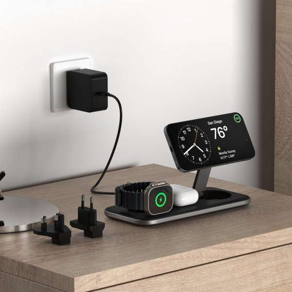 Satechi Trådløs Oplader Qi2 Trio Wireless Charging Pad MagSafe