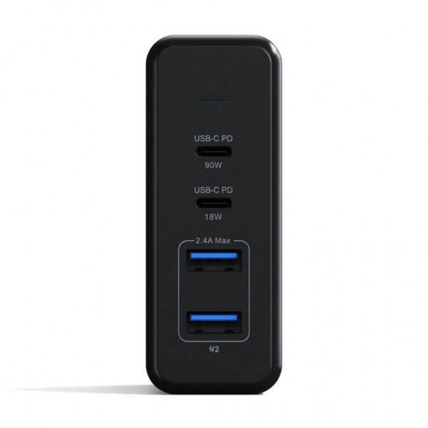 Satechi 108W PD rejseoplader med dobbelte USB-C og USB-A porte Grå