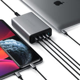 Satechi 108W PD rejseoplader med dobbelte USB-C og USB-A porte Grå