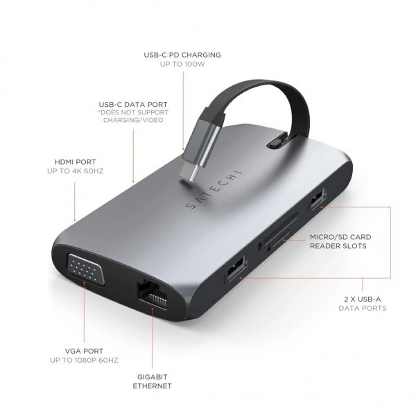 Satechi USB-C On-the-Go Multiport-adapter Space Gray